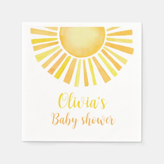 Serviette En Papier Baby shower ensoleillé, Un petit rayon de soleil (Devant)