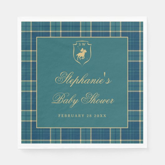 Serviette En Papier Baby shower équestre classique Polo vert (Devant)