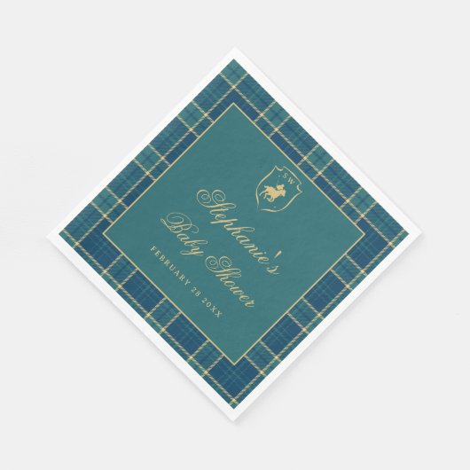 Serviette En Papier Baby shower équestre classique Polo vert (Coin)