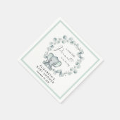 Serviette En Papier Baby shower Eucalyptus Eléphant mignon (Coin)