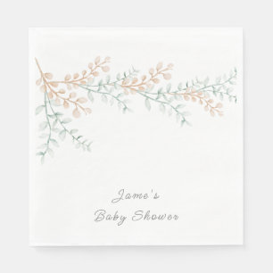 Serviette En Papier Baby shower Eucalyptus simple et élégant