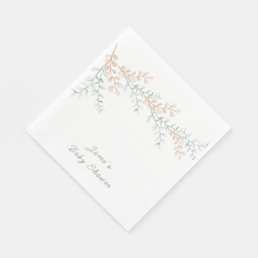 Serviette En Papier Baby shower Eucalyptus simple et élégant (Coin)