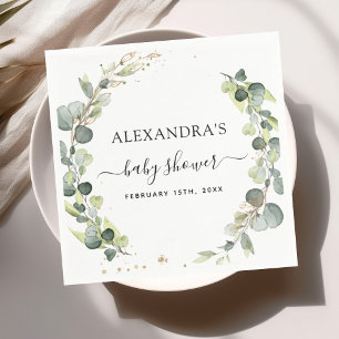 Serviette En Papier Baby shower Eucalyptus Verdure Boho Rustique