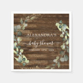 Serviette En Papier Baby shower Eucalyptus Vert Succulent (Devant)