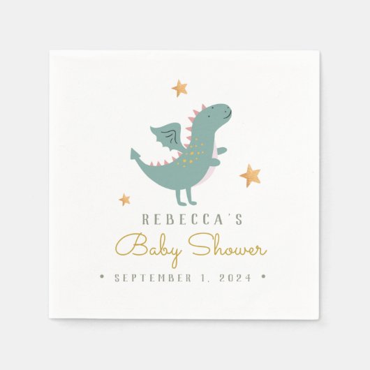 Serviette En Papier Baby shower Fairytale Cute Dragon (Devant)