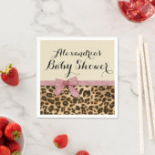 Serviette En Papier Baby shower Fancy Leopard Rose Bow Girl (En situation)