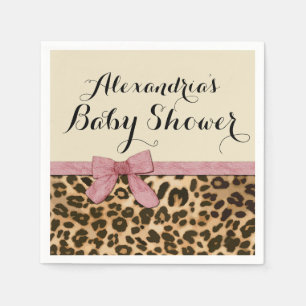 Serviette En Papier Baby shower Fancy Leopard Rose Bow Girl