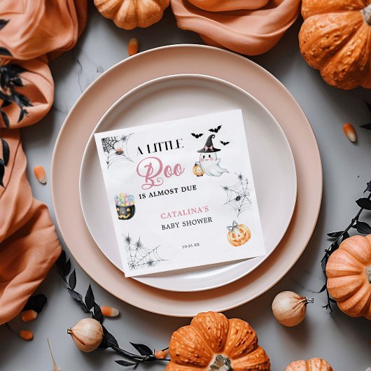 Serviette En Papier Baby shower fantôme d'Halloween rose