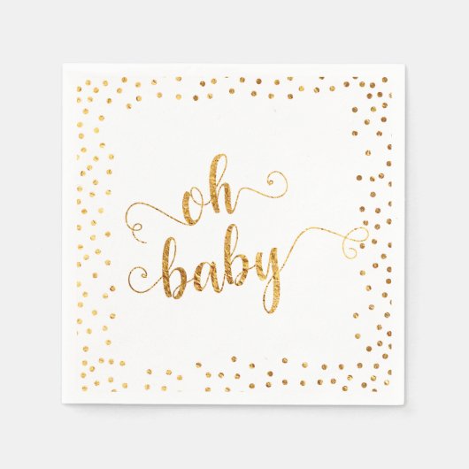 Serviette En Papier baby shower Faux Gold Foil Confetti (Devant)