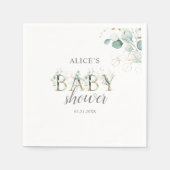 Serviette En Papier Baby shower Feuille de Boho Eucalyptus (Devant)