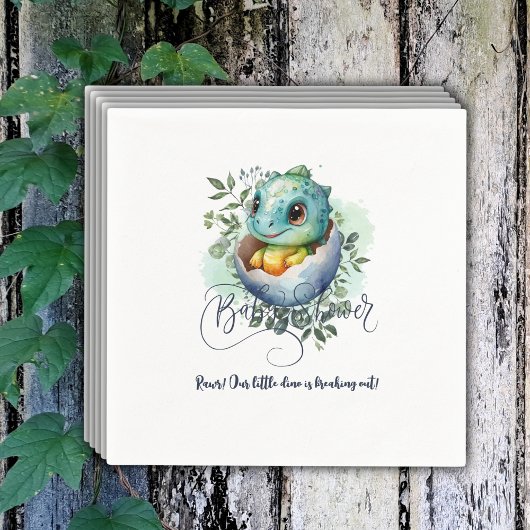 Serviette En Papier Baby shower Feuille Dinosaur Oeuf Cute Aquarelle