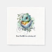 Serviette En Papier Baby shower Feuille Dinosaur Oeuf Cute Aquarelle (Devant)
