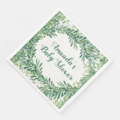 Serviette En Papier Baby shower Feuille vert (Coin)