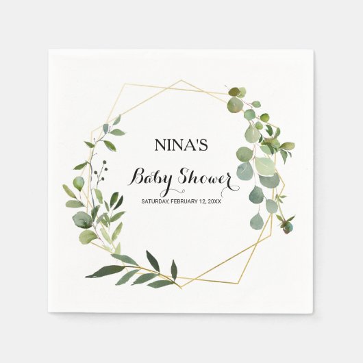 Serviette En Papier Baby shower Feuille vert tropical (Devant)