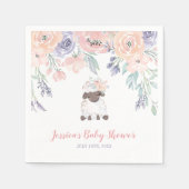 Serviette En Papier Baby shower Fille agneau rose violet (Devant)