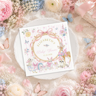 Serviette En Papier Baby Shower Fille Animaux de la Forêt Fantaisistes