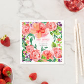 Serviette En Papier Baby shower Fille Aquarelle Fleurs modernes Rose (En situation)
