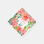 Serviette En Papier Baby shower Fille Aquarelle Fleurs modernes Rose (Coin)
