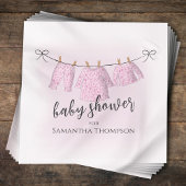 Serviette En Papier Baby shower fille Aquarelle rose Clothesline