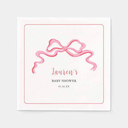 Serviette En Papier Baby shower fille arc rose mignon (Devant)