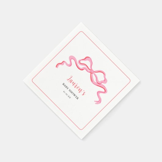 Serviette En Papier Baby shower fille arc rose mignon (Coin)