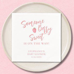 Serviette En Papier Baby Shower Fille aux Fraises