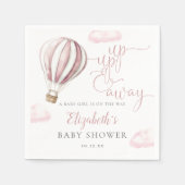 Serviette En Papier Baby shower Fille Balloon Rose À Air Chaud (Devant)