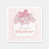 Serviette En Papier Baby shower fille Bow Aquarelle rose (Devant)