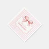 Serviette En Papier Baby shower fille Bow Aquarelle rose (Coin)