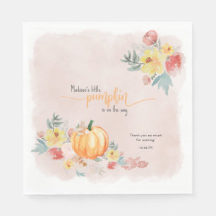 Serviette En Papier Baby shower fille Citrouille aquarelle
