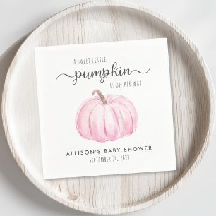 Serviette En Papier Baby shower fille Citrouille d'aquarelle mignonne