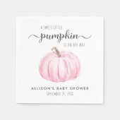 Serviette En Papier Baby shower fille Citrouille d'aquarelle mignonne (Devant)