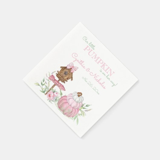 Serviette En Papier Baby shower fille Citrouille Patchch Pink (Coin)