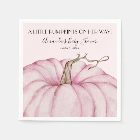 Serviette En Papier Baby shower fille Citrouille rose (Devant)