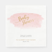 Serviette En Papier Baby shower fille couleur rose et or Aquarelle (Devant)