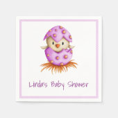 Serviette En Papier Baby shower fille d'éclosion d'oiseaux rose mignon (Devant)