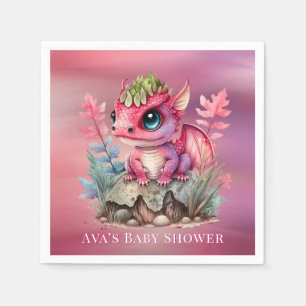 Serviette En Papier Baby shower Fille Dragon Rose Hot