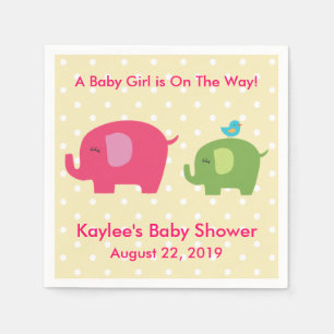Serviette En Papier Baby shower fille éléphant Polka Dot serviettes