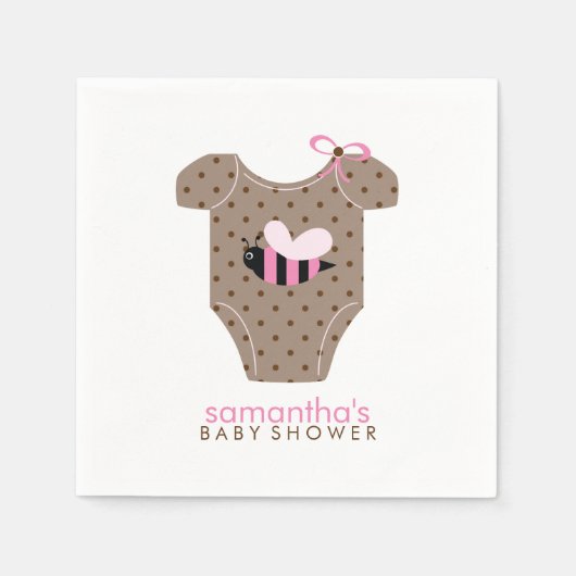 Serviette En Papier Baby shower fille en costume d'abeille rose (Devant)