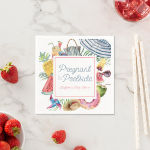 Serviette En Papier Baby Shower Fille enceinte au bord de la piscine T