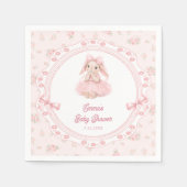 Serviette En Papier Baby Shower Fille Fleur Rose Lapin Mignon (Devant)