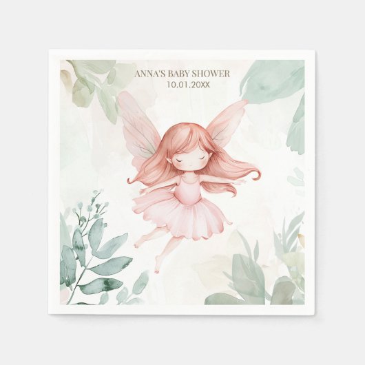 Serviette En Papier Baby shower Fille Ginger Fairy (Devant)