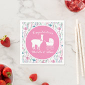 Serviette En Papier Baby shower fille Llama rose mignonne (En situation)