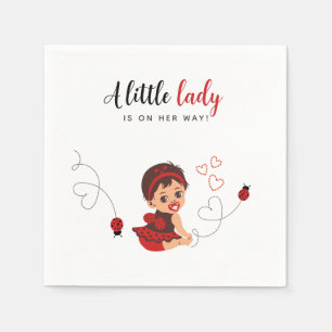 Serviette En Papier Baby Shower Fille Mignonne Coccinelle Rouge et Noi