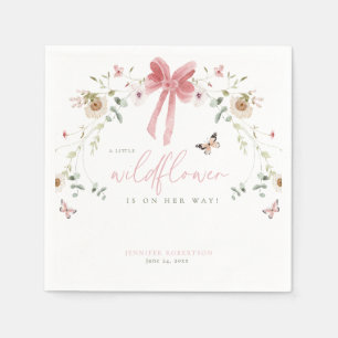 Serviette En Papier Baby Shower Fille Papillon Petite Fleur Sauvage