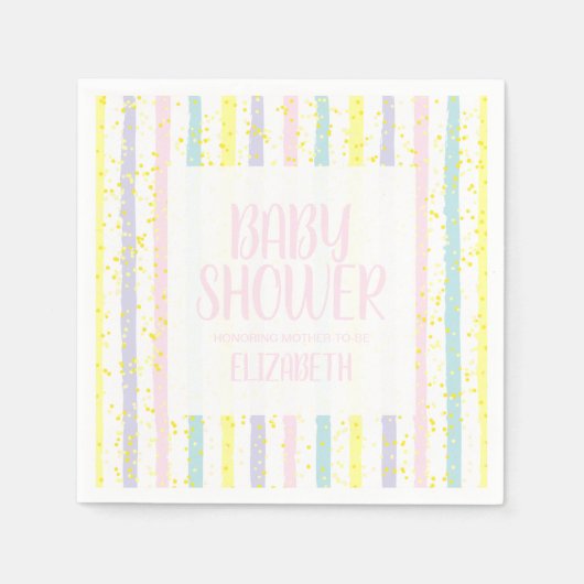 Serviette En Papier Baby shower fille Pastel Stripes (Devant)