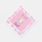 Serviette En Papier Baby shower fille Pingouin rose serviettes (Coin)