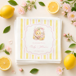 Serviette En Papier Baby Shower Fille Rayures Citron