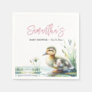 Serviette En Papier Baby shower fille rose canard