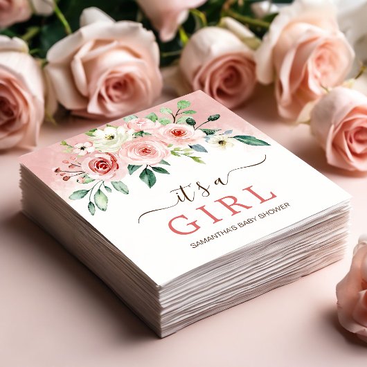 Serviette En Papier Baby shower fille rose rose rose pâle